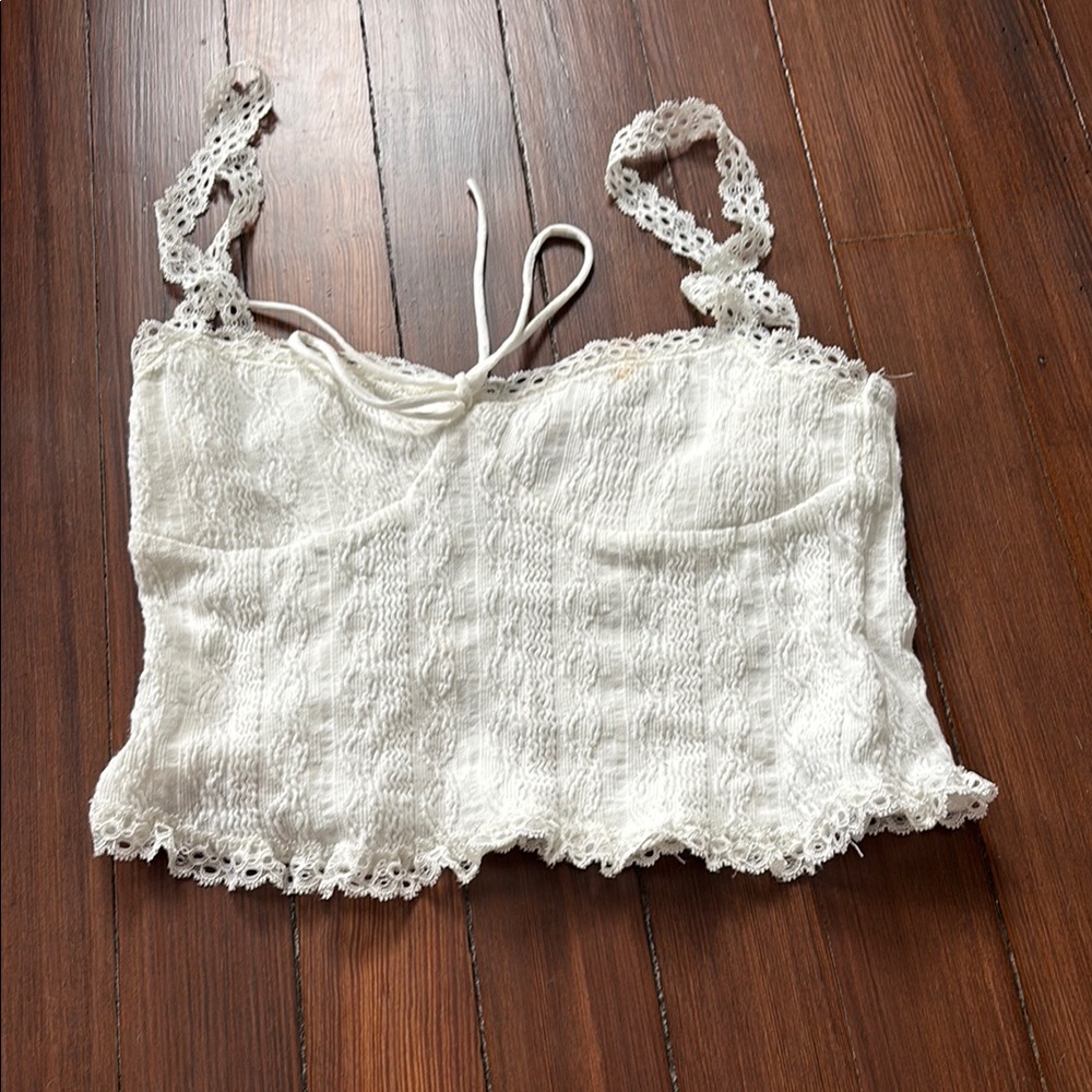 Edikted White Smocked Tie Front Camisole